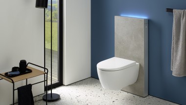 iCon WC mit Monolith, Frontverkleidung Steinzeug Beton