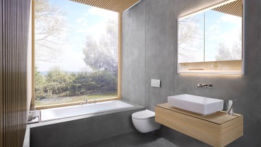 La salle de bains de 6 mètres carrés doit pouvoir faire naître un sentiment de calme et de sérénité. (© Geberit)