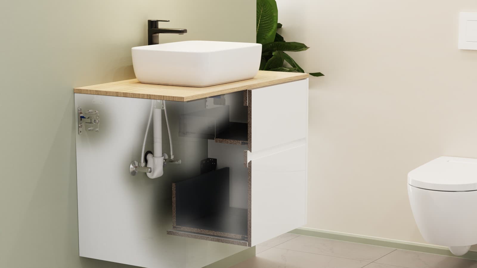 Neuer Raumsparender Waschtischsiphon d40 mm Neuer Raumsparender Waschtischsiphon d40 mm