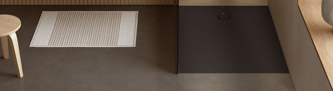Geberit Badezimmer mit bodenebener Dusche CleanFloor30 in der Farbe graphit Geberit Badezimmer mit bodenebener Dusche CleanFloor30 in der Farbe graphit